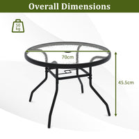 Outdoor Round Bistro Table with Tempered Glass Top and 4.2cm Umbrella Hole