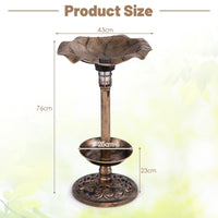 Outdoor Solar Bird Bath Standing Pedestal with Feeder and Lamp for Garden