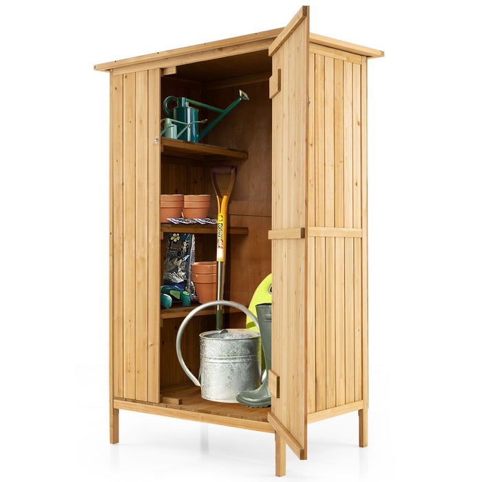 150x91cm Wooden Storage Cabinet for Garden with Lockable Door