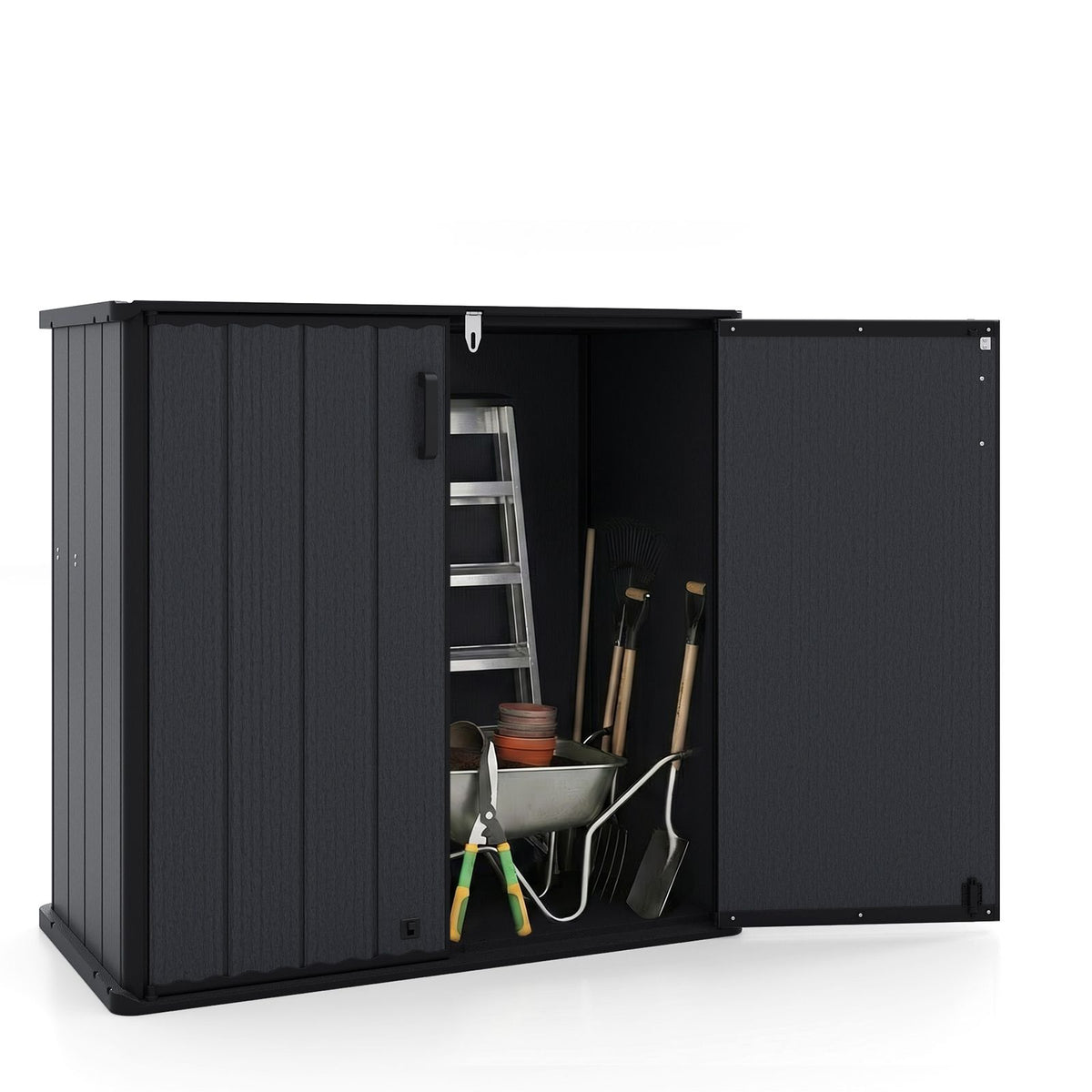 665 L Outdoor Storage Shed with Lockable Door and Waterproof Grooved Roof