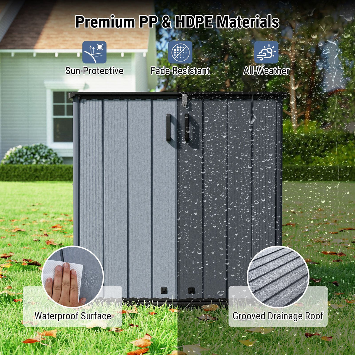 665 L Outdoor Storage Shed with Lockable Door and Waterproof Grooved Roof