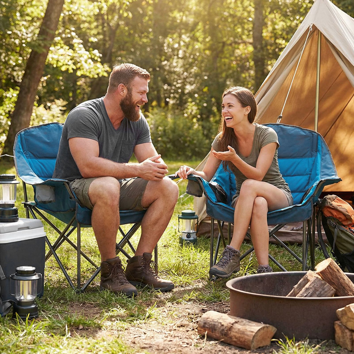 Oversized Camping Chair with Side Pockets and Cup Holder for Outdoor Sports