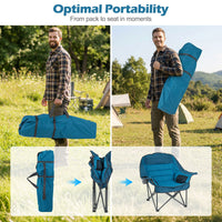 Oversized Camping Chair with Side Pockets and Cup Holder for Outdoor Sports