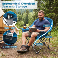 Oversized Camping Chair with Side Pockets and Cup Holder for Outdoor Sports