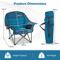 Oversized Camping Chair with Side Pockets and Cup Holder for Outdoor Sports