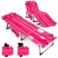Outdoor Folding Chaise Lounge Chair, 5-position Lounge Chair with Adjustable Footrest