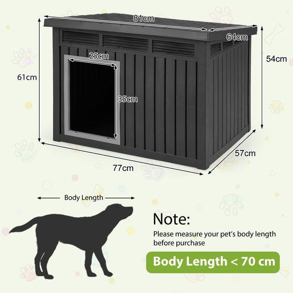 Dog House with Openable Sloped Roof and Air Vents Fits Medium Dogs