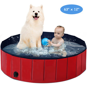 Multifunctional Dog Swimming Pool w/Thickened Non-Slip Bottom, Non-Toxic PVC