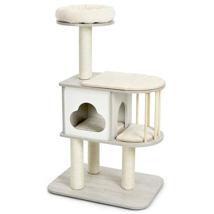 Cat Tree, Cat Acitivity Center, with Durable Material, Square-Shaped Scratching-Posts, Sisal Scratching Posts