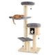 174cm Solid Wood Cat Tree, 4-Layer Cat Tower W/Sisal Scratching Posts, Cat Condo, Top Plush Perch