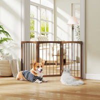 3-Panel Dog Gate 76cm Wooden Pet Fence