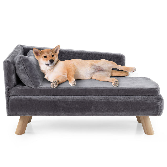 Elevated Pet Bed for Medium & Small-Sized Dogs Puppies Cats Kittens, Dog Sofa Bed with Removable Cozy Padded Pad & Pillow, Sturdy Wood Legs