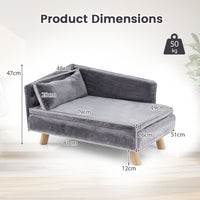 Elevated Pet Bed for Medium & Small-Sized Dogs Puppies Cats Kittens, Dog Sofa Bed with Removable Cozy Padded Pad & Pillow, Sturdy Wood Legs