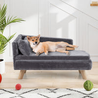 Elevated Pet Bed for Medium & Small-Sized Dogs Puppies Cats Kittens, Dog Sofa Bed with Removable Cozy Padded Pad & Pillow, Sturdy Wood Legs