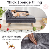 Elevated Pet Bed for Medium & Small-Sized Dogs Puppies Cats Kittens, Dog Sofa Bed with Removable Cozy Padded Pad & Pillow, Sturdy Wood Legs