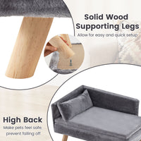 Elevated Pet Bed for Medium & Small-Sized Dogs Puppies Cats Kittens, Dog Sofa Bed with Removable Cozy Padded Pad & Pillow, Sturdy Wood Legs