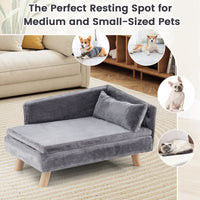 Elevated Pet Bed for Medium & Small-Sized Dogs Puppies Cats Kittens, Dog Sofa Bed with Removable Cozy Padded Pad & Pillow, Sturdy Wood Legs
