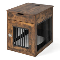 Decorative Dog Kennel End Table with Wired & Wireless Charging