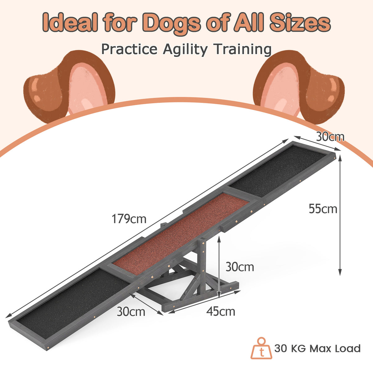Wooden Dog Agility Seesaw, Dog Exercise & Play Set