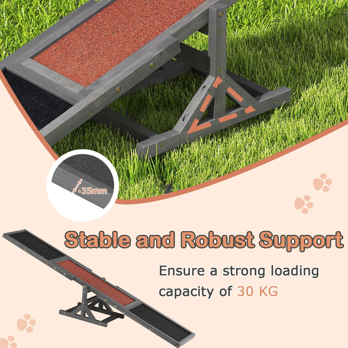 Wooden Dog Agility Seesaw, Dog Exercise & Play Set