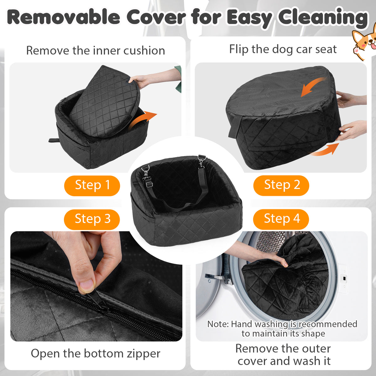 Dog Car Seat for Small and Medium Pets Soft Travel Dog Booster Seat