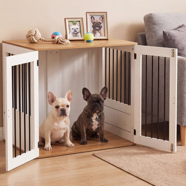 80 cm Dog Crate Furniture Indoor Wooden Dog Kennel with Double Lock Doors