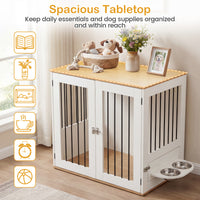 80 cm Dog Crate Furniture Indoor Wooden Dog Kennel with Double Lock Doors