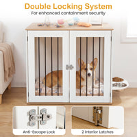 80 cm Dog Crate Furniture Indoor Wooden Dog Kennel with Double Lock Doors