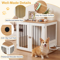 80 cm Dog Crate Furniture Indoor Wooden Dog Kennel with Double Lock Doors