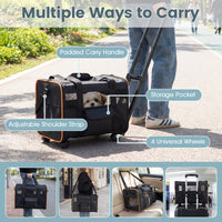 Rolling Pet Carrier Soft-sided Dog Travel Crate with Telescopic Handle