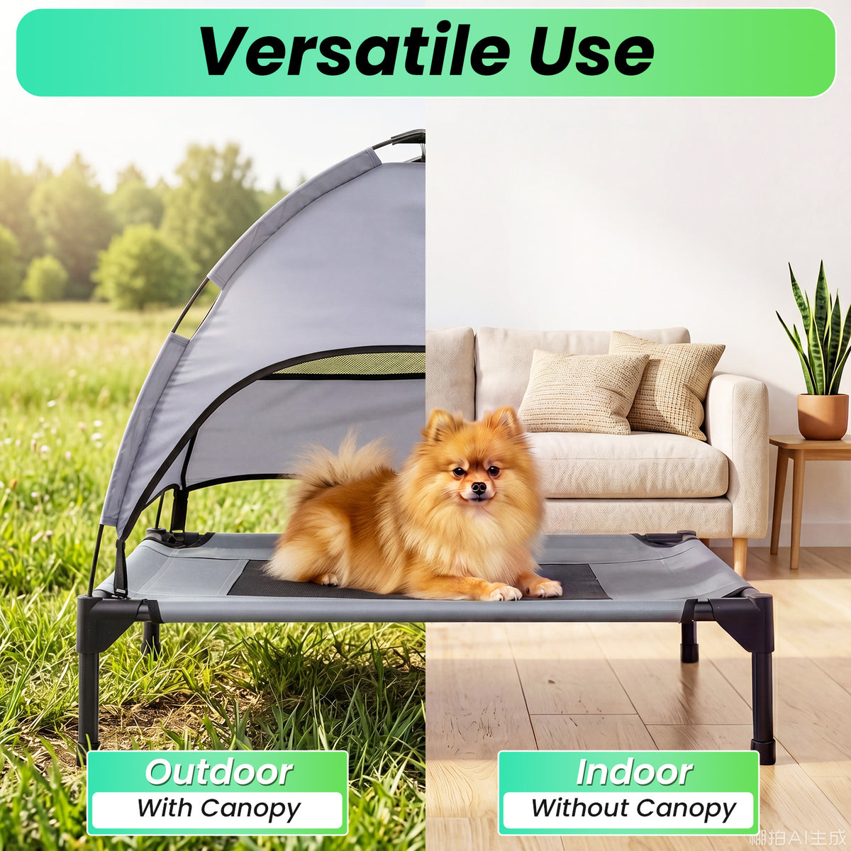 Elevated Dog Bed with Canopy and Removable Shade Tent for Small Dogs