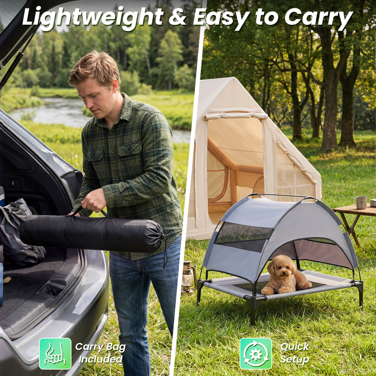 Elevated Dog Bed with Canopy and Removable Shade Tent for Small Dogs