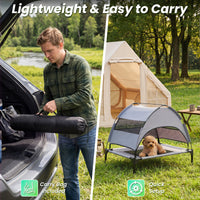 Elevated Dog Bed with Canopy and Removable Shade Tent for Small Dogs