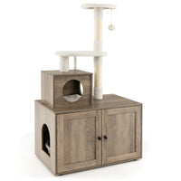 Cat Tree with Litter Box Enclosure 2-in-1 Modern Cat Tower with Cat Condo