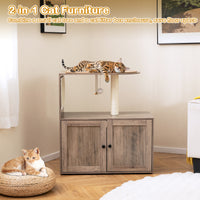 88 cm Tall Wooden Cat Tower with Sisal Scratching Post and Mat Dangling Ball and Top Perch