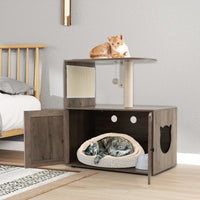 88 cm Tall Wooden Cat Tower with Sisal Scratching Post and Mat Dangling Ball and Top Perch