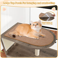 88 cm Tall Wooden Cat Tower with Sisal Scratching Post and Mat Dangling Ball and Top Perch