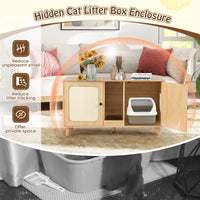 Cat Litter Box Enclosure for 2 Cats with Double Rooms and 2 Sisal Scratching Mats