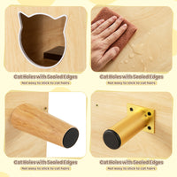 Cat Litter Box Enclosure for 2 Cats with Double Rooms and 2 Sisal Scratching Mats
