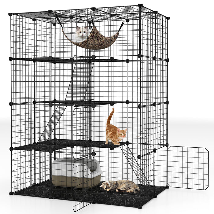 107/142 CM Large Cat Enclosure with Hammock and 1 Sky Window for Easy Access