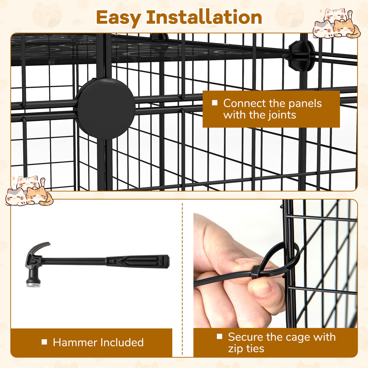 107/142 CM Large Cat Enclosure with Hammock and 1 Sky Window for Easy Access