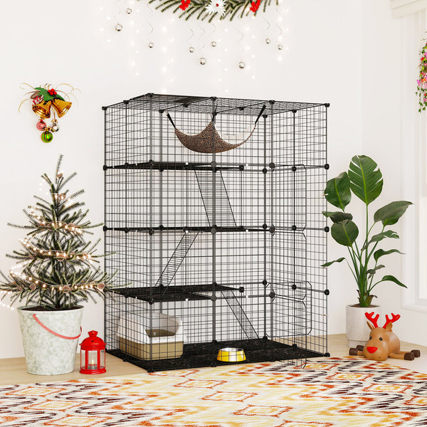 107/142 CM Large Cat Enclosure with Hammock and 1 Sky Window for Easy Access