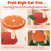 Fruit Style Cat Tree, Multi-level Cat Tower w/Padded Top Perch