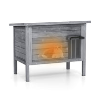 Outdoor Insulated Cat House for Winter, Weatherproof Wooden Feral Cat House