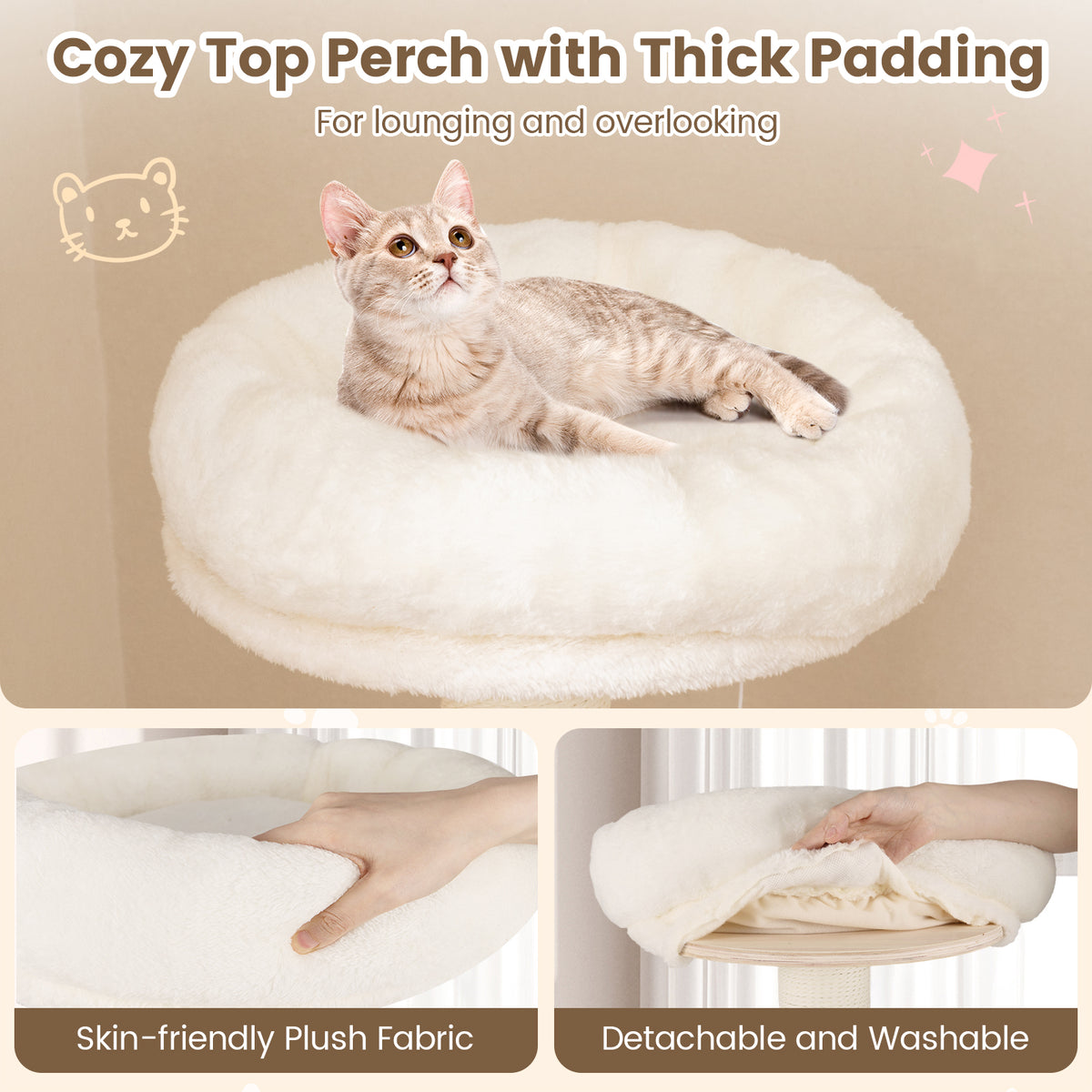 132cm Tall Wooden Cat Tree with Condo and Multi-Level Climbing Stand