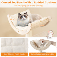 141cm Tall Wooden Cat Tree with Condo and Washable Plush Cushions for Indoor Cats