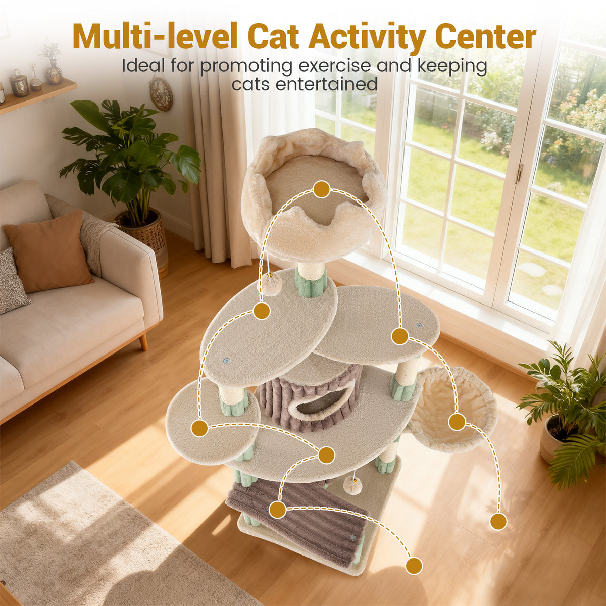 Large Cat Tree for Indoor Kittens 163 cm Tall Kitty Tower with 2 Condos