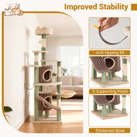 Large Cat Tree for Indoor Kittens 163 cm Tall Kitty Tower with 2 Condos