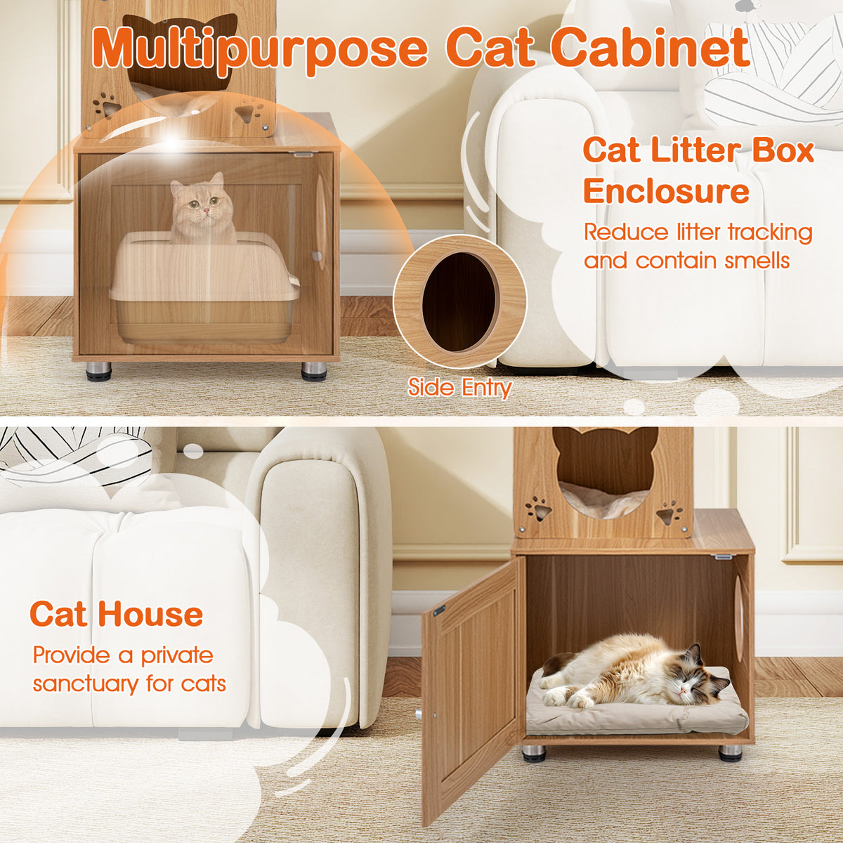 Floor to Ceiling Cat Tree for Indoor Cats, 256-275 CM Height Adjustable Tall Cat Tower