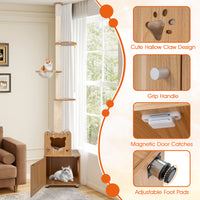Floor to Ceiling Cat Tree for Indoor Cats, 256-275 CM Height Adjustable Tall Cat Tower